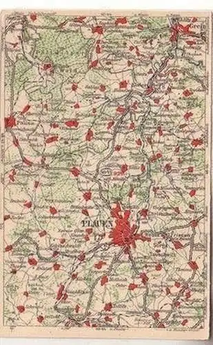 60279 WONA Landkarten Ak Plauen, Greiz, Elsterberg, Pausa usw. um 1930