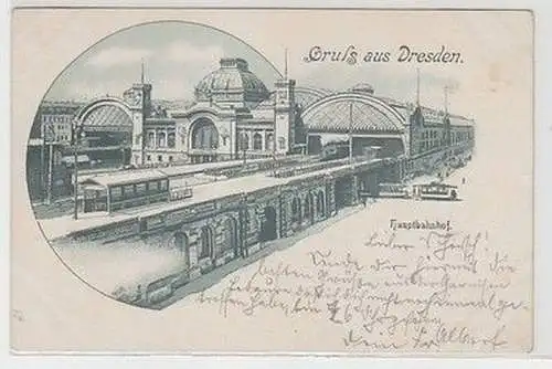 59407 Ak Gruß aus Dresden Hauptbahnhof 1900