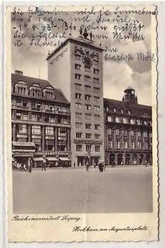 5/27 Ak Leipzig Hochhaus am Augustusplatz 1943