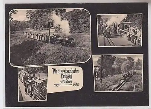 53334 Mehrbild Ak 15 Jahre Pioniereisenbahn Leipzig 1951 - 1966