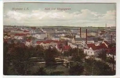 38996 Feldpost Ak Meerane Blick vom Bürgergarten 1915