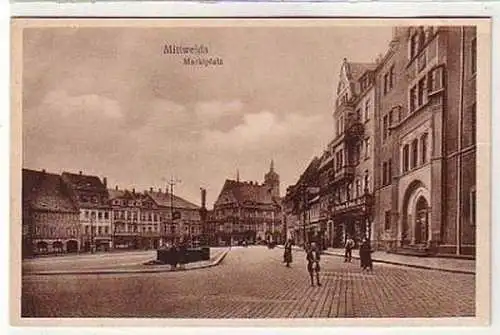 36163 Ak Mittweida Marktplatz mit Geschäften um 1920