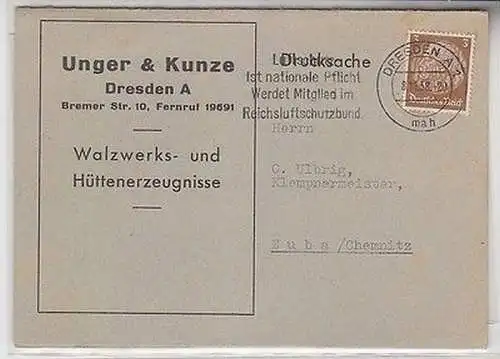 29576 Reklame Ak Dresden Unger & Kunze Walzwerks- und Hüttenerzeugnisse 1938