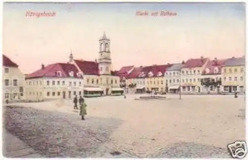 28087 AK Königsbrück Markt mir Rathaus um 1910