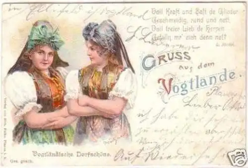 27834 Ak Lithographie Gruß aus dem Vogtlande 1901