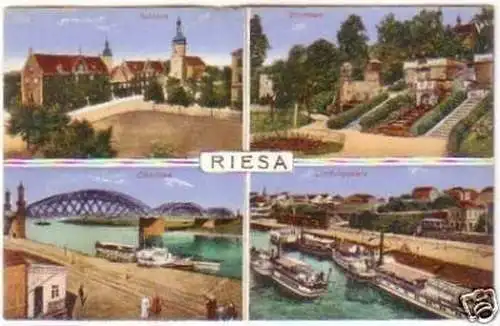 28117 Mehrbild Ak Riesa Landungsplatz usw. 1916