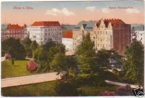 27318 Ak Riesa a. Elbe Kaiser Wilhelm Platz um 1910