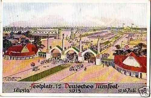 27107 Ak Festplatz 12. Dt. Turnfest Leipzig 1913