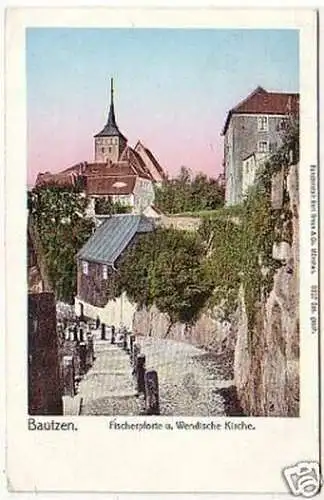 26003 Ak Bautzen Fischerpforte & wendische Kirche 1907