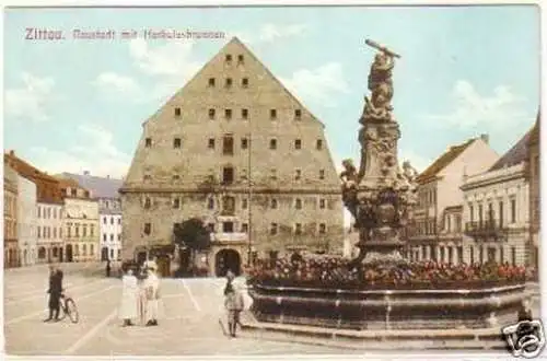 25921 Ak Zittau Neustadt mit Herkulesbrunnen 1916