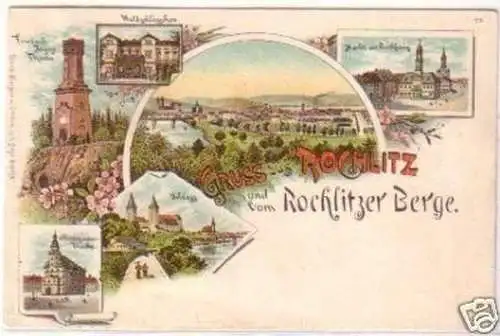 25214 Ak Lithographie Gruß vom Rochlitzer Berge um 1900