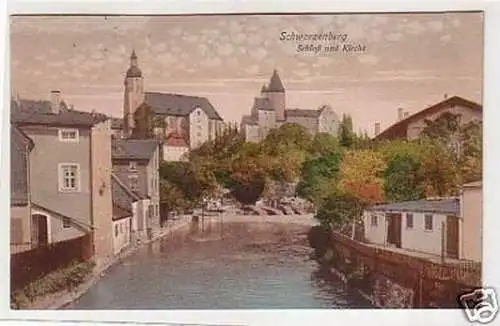 25370 Ak Schwarzenberg Schloß und Kirche 1916