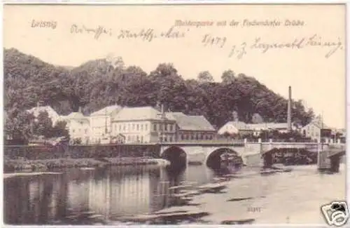 25168 Ak Leisnig mit Fischendorfer Brücke 1912