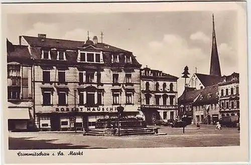 21355 Ak Crimmitschau Markt mit Geschäft von Robert Hauschild 1956