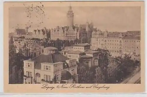 2/19 Ak Leipzig Totalansicht mit Rathaus 1919