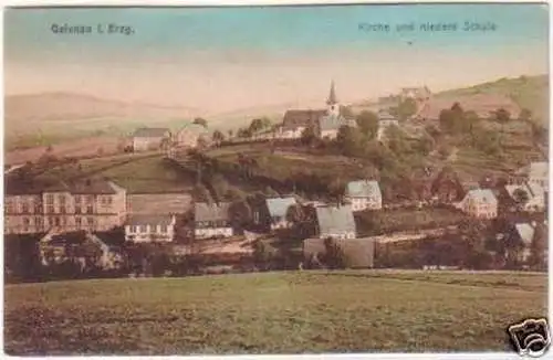 19751 Ak Gelenau Kirche und niedere Schule um 1910