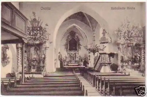 19763 Ak Ostritz Katholische Kirche Innenansicht 1909