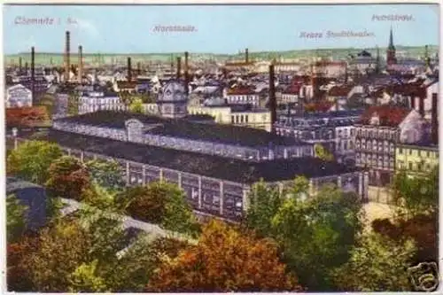 18149 Ak Chemnitz Markthalle und Petrikirche 1913