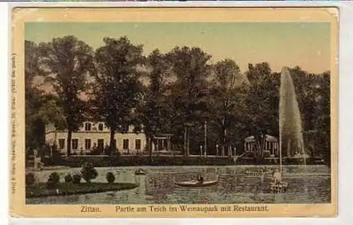 18070 Ak Zittau Teich im Weinaupark mit Restaurant 1911