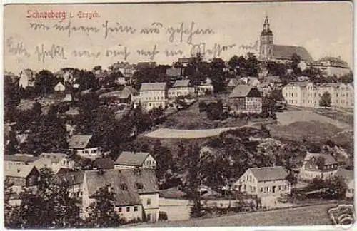 16005 Ak Schneeberg im Erzgebirge Totalansicht 1909