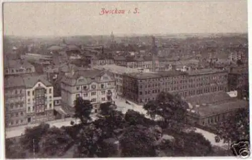 13863 Ak Zwickau in Sachsen Totalansicht um 1920