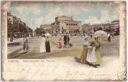 11653 Ak Leipzig Augustusplatz mit Theater 1901