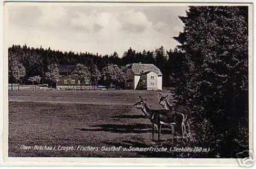 09974 Ak Ober Holzau im Erzgebirge Fischers Gasthof1931