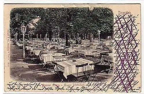 08907 Ak Dresden grosser Garten Wirtschaft 1901