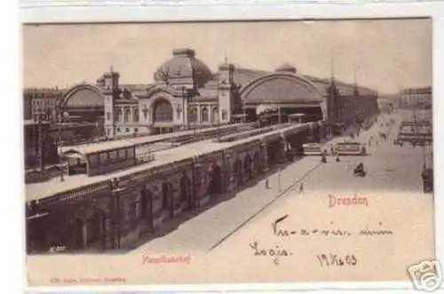 09412 Ak Dresden Hauptbahnhof mit Zügen 1903