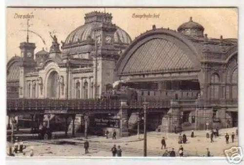 09410 Ak Dresden Hauptbahnhof mit Verkehr 1913