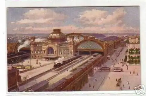 09413 Ak Dresden Hauptbahnhof mit Zügen um 1920