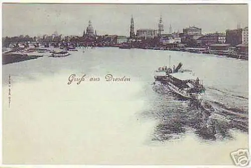 08686 Mondscheinkarte Gruß aus Dresden mit Elbdampfer