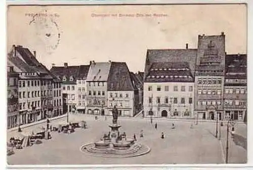 06715 Ak Freiberg in Sa. Obermarkt mit Denkmal 1909