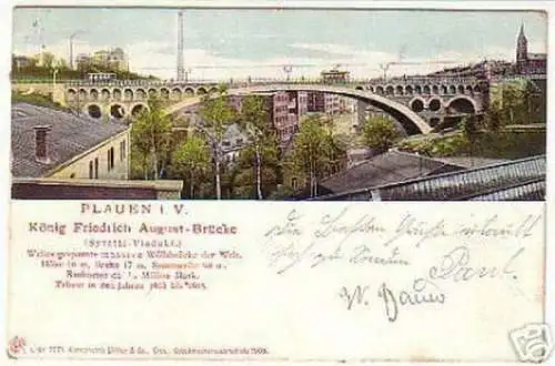 02384 Ak Plauen i.V. König Friedrich August Brücke 1905