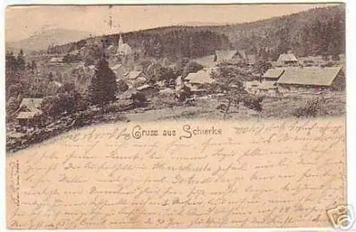 03175 Ak Gruss aus Schierke Harz Totalansicht 1898