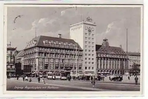 38467 Ak Leipzig Augustusplatz mit Hochhaus 1937