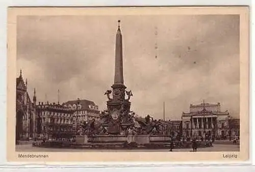 4/14 Ak Leipzig Augustusplatz mit Mendebrunnen 1913