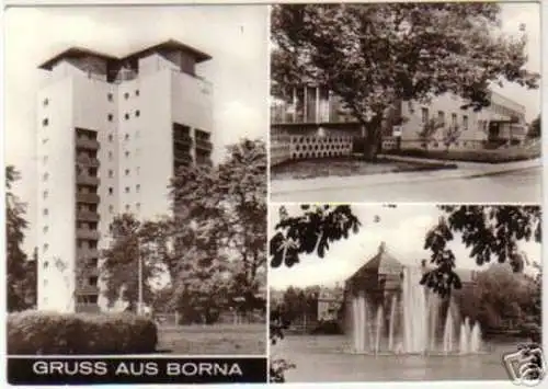 12140 Mehrbild Ak Gruß aus Borna Oberschule usw. 1980