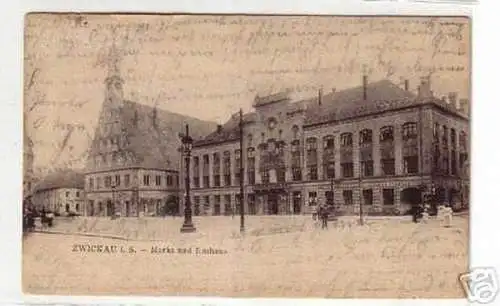 09696 Ak Zwickau Markt und Rathaus 1904