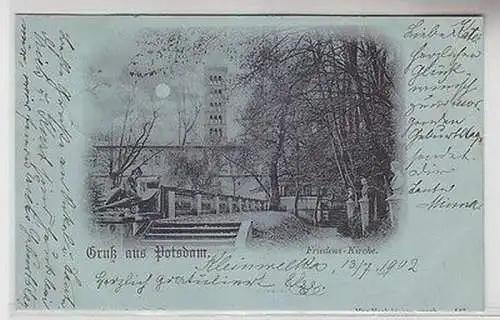 65939 Mondscheinkarte Gruß aus Potsdam Friedenskirche 1902