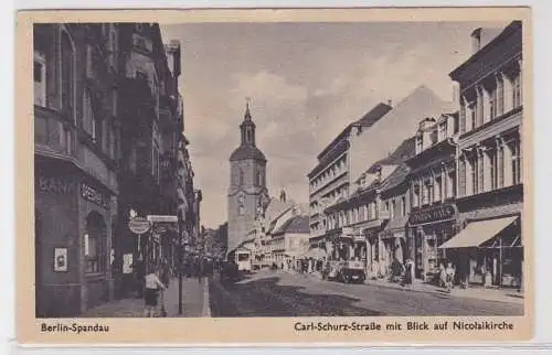 60743 AK Berlin-Spandau - Carl-Schurz-Straße mit Blick auf Nicolaikirche 1943