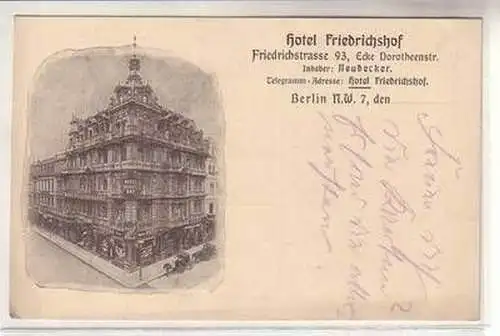 48476 Ak Berlin Hotel Friedrichshof Friedrichstrasse 93 um 1910