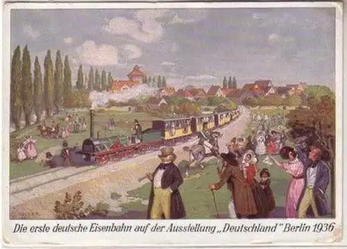 19128 Ak Die 1. Deutsche Eisenbahn auf der Ausstellung "Deutschland" Berlin 1936