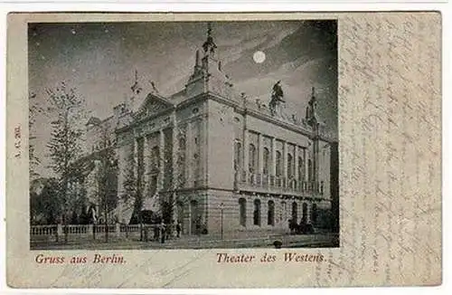 65454 Mondschein Ak Gruss aus Berlin Theater des Westens 1899