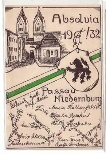 12647 Studentika Ak Absolvia Passau Niedernburg 1932