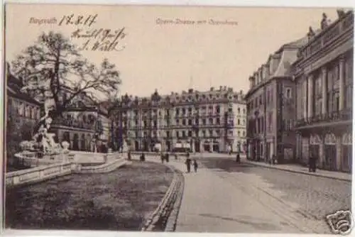 12980 Ak Bayreuth Opern-Strasse mit Opernhaus 1917