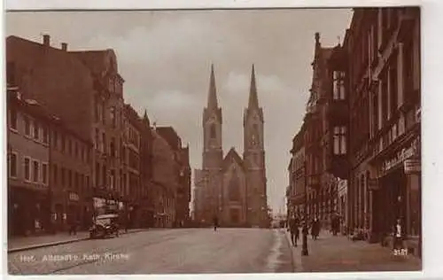 30037 Ak Hof Altstadt und katholische Kirche 1929