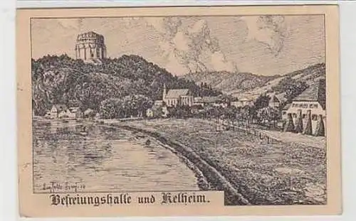 37759 Ak Befreiungshalle und Kelheim 1915