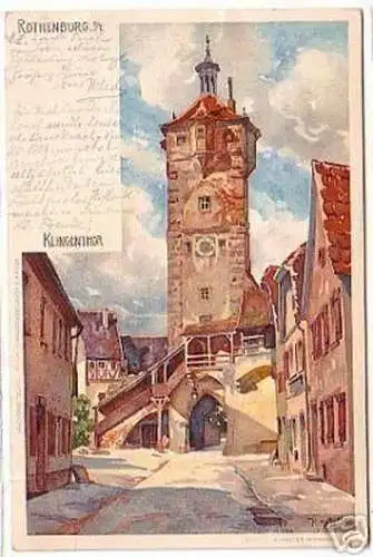 16123 Künstler Ak Rothenburg o.T. Klingenthor 1902