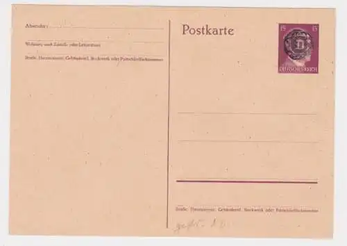 87437 Ganzsachenkarte P 312/09 Überdruckausgabe ND 1945